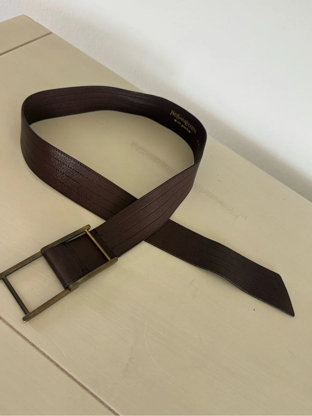 Yves Saint Laurent Black leather  - Belt with Square Buckle